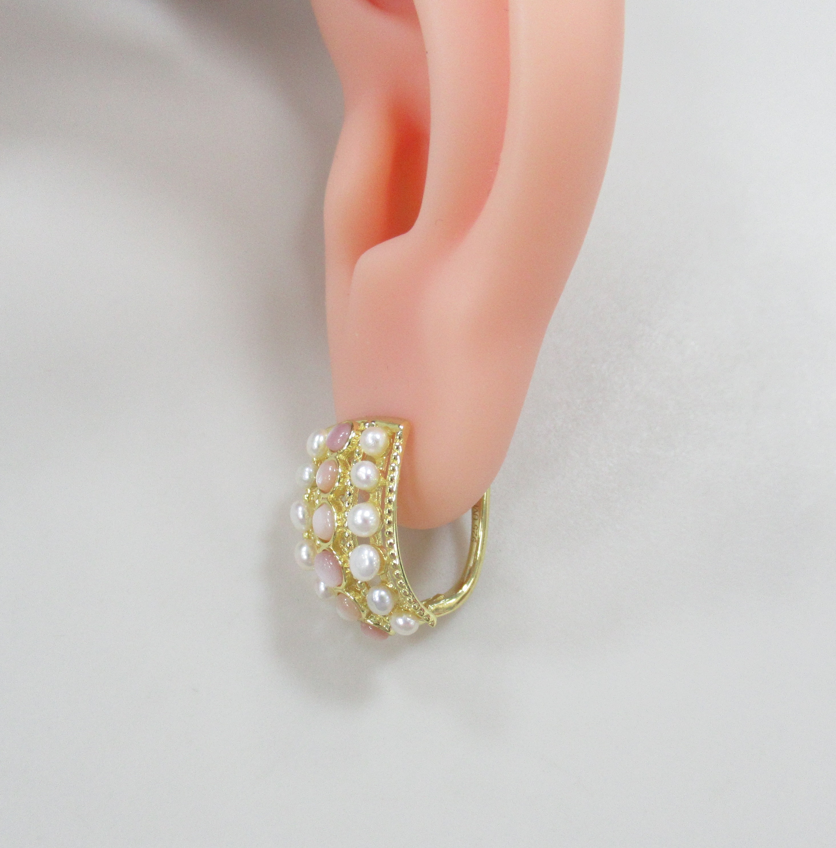 Серебряные серьги с перламутром и жемчугом